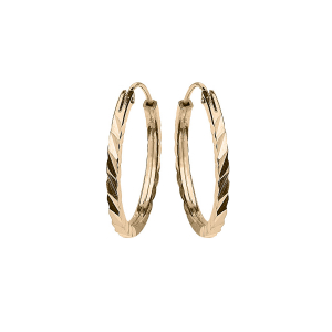 CRÉOLES ARGENT DORURE JAUNE  PLATE DIAMANTÉE STRIÉE  17MM