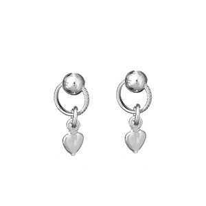 BOUCLES D'OREILLES TIGE ARGENT RHODIÉ  PETITS  COEURS