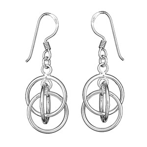 BOUCLES D'OREILLES CERCLES ENTRELACES ARGENT RHODIÉ