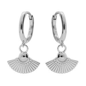 BOUCLES D'OREILLES ARGENT RHODIÉ SYSTEME CREOLE EVENTAIL