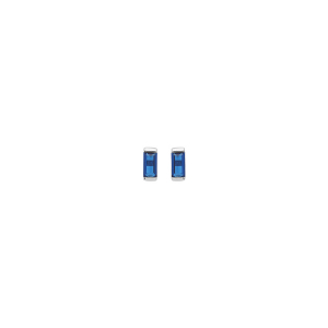 BOUCLES D'OREILLES TIGE ARGENT RHODIÉ OXYDE BLEU RECTANGULAIRE