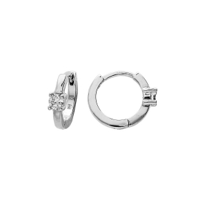 CRÉOLES ARGENT RHODIÉ 13MM OXYDE BLANC SERTI