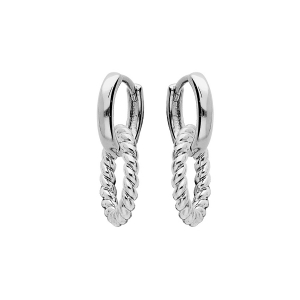 CRÉOLES ARGENT RHODIÉ PAMPILLE CERCLE ENTREMELES TORSADE