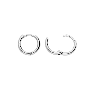 CRÉOLES ARGENT RHODIÉ MASSIF LISSES ARTICULÉES  TUBE 2MM DIAM 12MM EXT