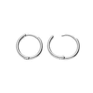 CRÉOLES ARGENT RHODIÉ MASSIF LISSES ARTICULÉES TUBE 2MM DIAM 14MM EXT