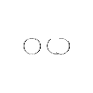 CRÉOLES ARGENT RHODIÉ MASSIF LISSE ARTICULÉE TUBE 2MM DIAM 16MM EXT