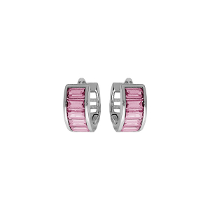 CREOLES ARGENT RHODIE ARTICULÉE ROSE