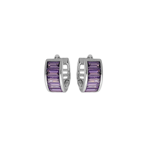 CREOLES ARGENT RHODIE ARTICULÉE VIOLET