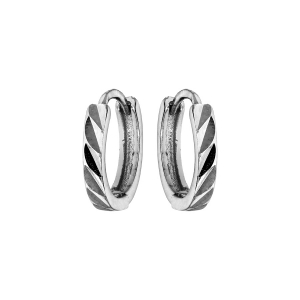 CREOLES ARGENT RHODIE ARTICULEES DIAMANTEES EN BIAIS
