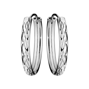 CRÉOLES ARGENT RHODIÉ RUBAN DIAMANTEES 20MM INTERIEUR