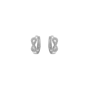 CRÉOLES ARGENT RHODIÉ ARTICULEE MOTIF INFINI OXYDES BLANCS SERTIS