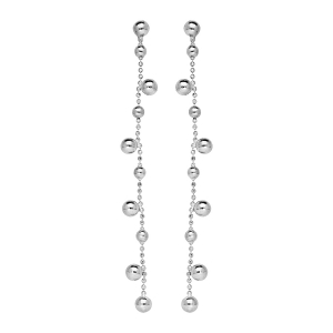 BOUCLES D'OREILLES TIGE ARGENT RHODIÉ PENDANTE BOULES