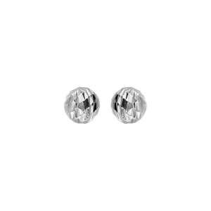 BOUCLES D'OREILLES TIGE ARGENT RHODIÉ PETITE BOULE DIAMANTÉE 5MM
