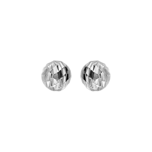 BOUCLES D'OREILLES TIGE ARGENT RHODIÉ MOYENNE BOULE DIAMANTÉE 6MM