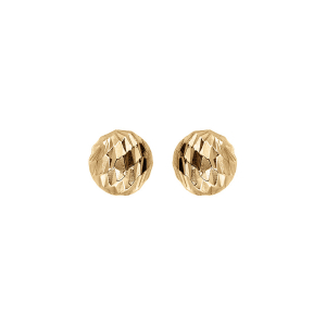 BOUCLES D'OREILLES TIGE ARGENT ET DORURE JAUNE MOYENNE BOULE DIAMANTÉE 6MM