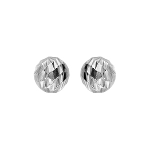 BOUCLES D'OREILLES TIGE ARGENT RHODIÉ GROSSE BOULE DIAMANTÉE 8MM
