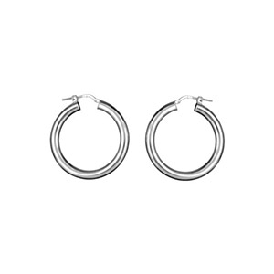 CRÉOLES ARGENT TUBE ROND 4MM DIAM 30MM