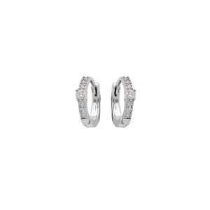 CRÉOLES ARGENT RHODIÉ 11MM PAVÉ OXYDES BLANCS SERTIS