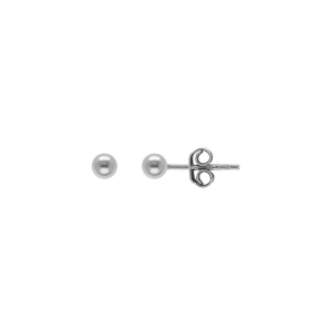 BOUCLES D'OREILLES TIGE ARGENT RHODIÉ  BOULE 4MM