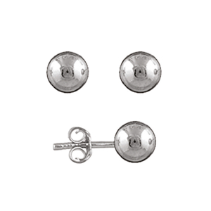 BOUCLES D'OREILLES TIGE ARGENT RHODIÉ BOULE 6MM