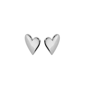 BOUCLES D'OREILLES TIGE ARGENT RHODIE COEUR