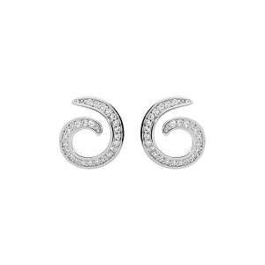 BOUCLES D'OREILLES TIGE ARGENT RHODIÉ OXYDES BLANCS SERTIS