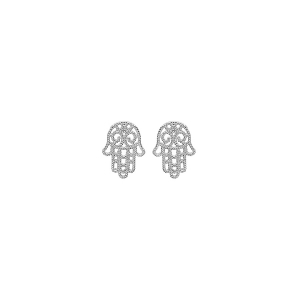 BOUCLES D'OREILLES TIGE ARGENT RHODIÉ MAIN DE FATMA