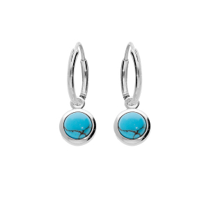 CREOLES ARGENT RHODIE PAMPILLE CABOCHON TURQUOISE IMITATION
