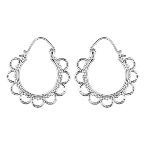 BOUCLES D'OREILLES CREOLES ARGENT RHODIE ETHNIQUE LISSE