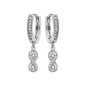 CRÉOLES ARGENT RHODIÉ ARTICULEE OXYDES BLANCS SERTIS AVEC PAMPILLE INFINI PAVÉ