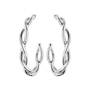 CREOLES ARGENT RHODIE FILS TORSADES DIAM 20MM
