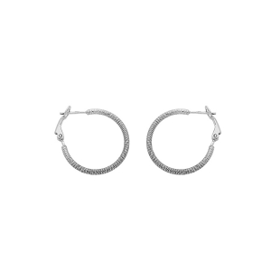 CRÉOLES ARGENT RHODIÉ DIAMANTÉE TUBE 2MM DIAM 20MM TIGE ET CLAPET