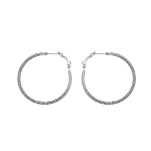 CRÉOLES ARGENT RHODIÉ DIAMANTÉE TUBE 2MM DIAM 30MM TIGE ET CLAPET