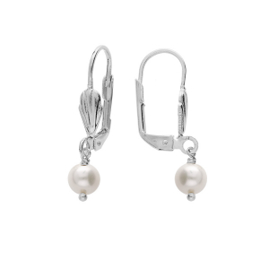 BOUCLES D'OREILLES ARGENT PLATINIUM DORMEUSE PERLE DE CULTURE D'EAU DOUCE 6MM