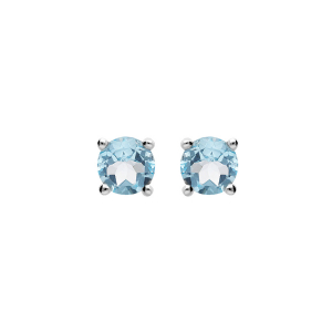 BOUCLES D'OREILLES TIGE ARGENT RHODIÉ PIERRE VÉRITABLE TOPAZE BLEU 4MM