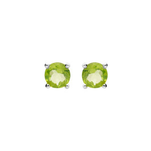 BOUCLES D'OREILLES TIGE ARGENT RHODIÉ PIERRE VÉRITABLE PERIDOT 4MM