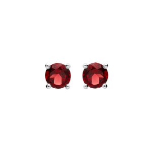 BOUCLES D'OREILLES TIGE ARGENT RHODIÉ PIERRE VÉRITABLE GRENAT 4MM