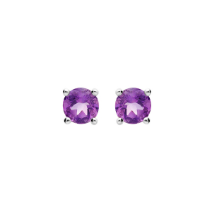 BOUCLES D'OREILLES TIGE ARGENT RHODIÉ PIERRE VÉRITABLE AMETHYSTE 4MM