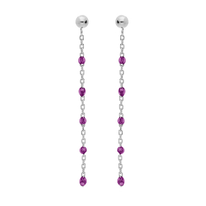 BOUCLES D'OREILLES TIGE ARGENT RHODIÉ OLIVES RÉSINE VIOLET TRANSPARENT