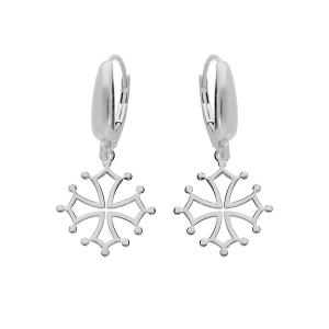 BOUCLES D'OREILLES DORMEUSE ARGENT RHODIÉ CROIX OCCITANE BOUCLES D'OREILLES DORMEUSE ARGENT RHODIÉ CROIX OCCITANE