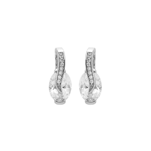 BOUCLES D'OREILLES TIGE ARGENT RHODIÉ OXYDES BLANCS SERTIS