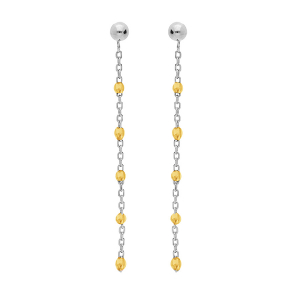 BOUCLES D'OREILLES TIGE ARGENT RHODIÉ OLIVES RÉSINE JAUNE TRANSPARENT
