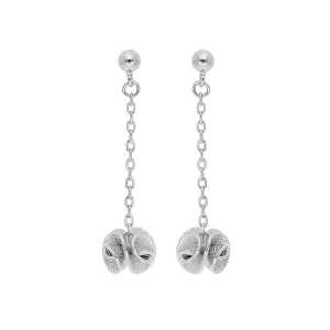 BOUCLES D'OREILLES TIGE ARGENT RHODIÉ PENDANTE BOULE