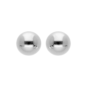 BOUCLES D'OREILLES TIGE ARGENT RHODIÉ DEMI SPHERE 7MM