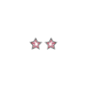 BOUCLES D'OREILLES TIGE ARGENT RHODIÉ ETOILE OXYDE ROSE