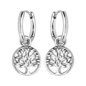 CRÉOLES ARGENT RHODIÉ ARTICULEE MOTIF PENDANT ARBRE DE VIE