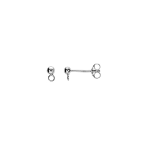 BOUCLES D'OREILLES TIGE BOULE 3MM ARGENT RHODIÉ POUR CHARM'S A PERSONALISER