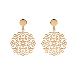 BOUCLES D'OREILLES TIGE ARGENT ET DORURE JAUNE AJOURÉE 23MM