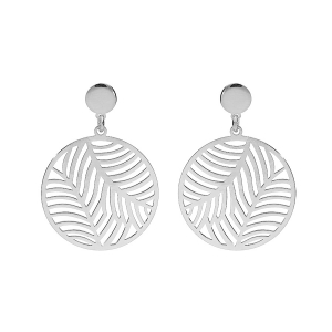 BOUCLES D'OREILLES TIGE  ARGENT RHODIÉ RONDELLE BRILLANTE AJOURÉE 15MM