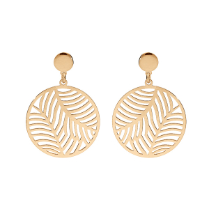 BOUCLES D'OREILLES TIGE  ARGENT ET DORURE JAUNE RONDELLE BRILLANTE AJOURÉE 15MM